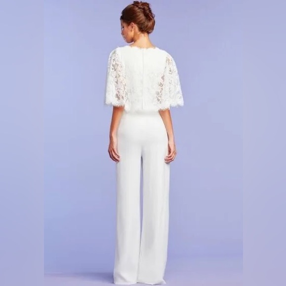 NEW- Tadashi Shoji - BRANSON LACE CAPELET IVORY JUMPSUIT- size 0/2 - Picture 4 of 9